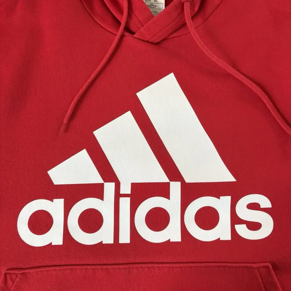 Adidas Essentials Fleece Logo Hoodie Men’s Size XXL Vibrant Red with White Logo